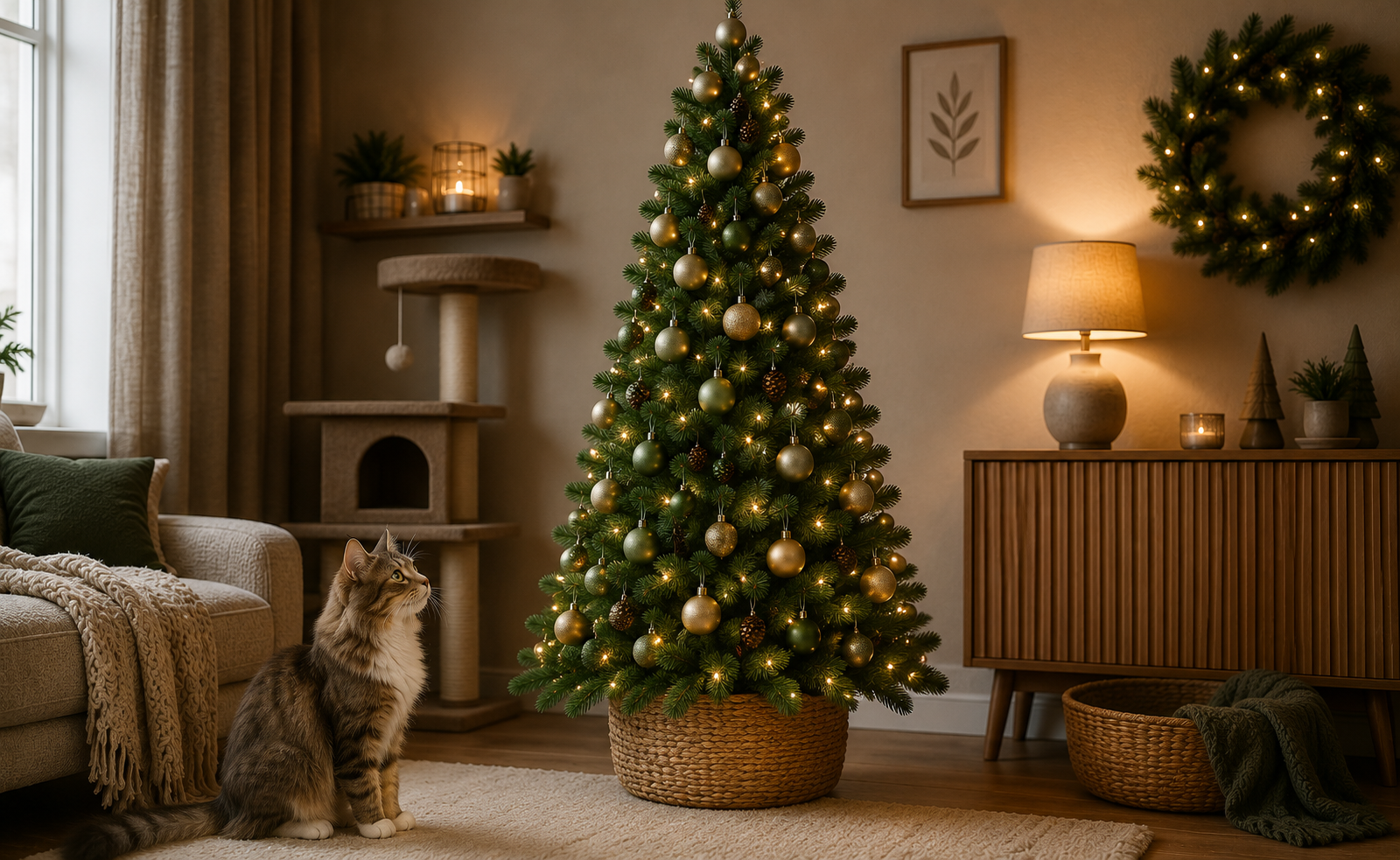 Welchen Weihnachtsbaum solltest du wählen, wenn du eine Katze zu Hause hast?