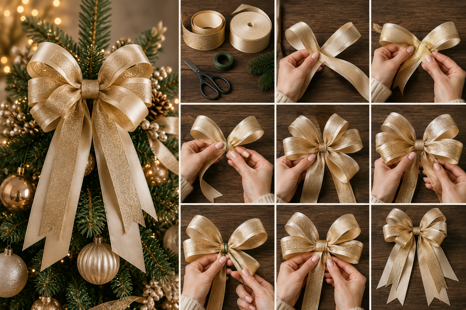 🎀 So basteln Sie eine originelle Weihnachtsschleife für den Weihnachtsbaum